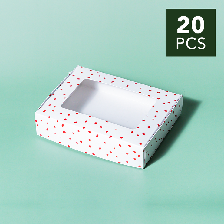 5" x 6.75" x 1.5" (with window) Red Confetti Pastry Box