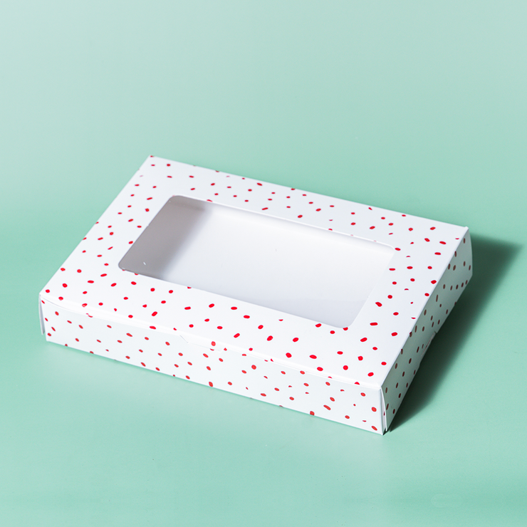 6" x 9" x 1.5" Red Confetti Pastry Box