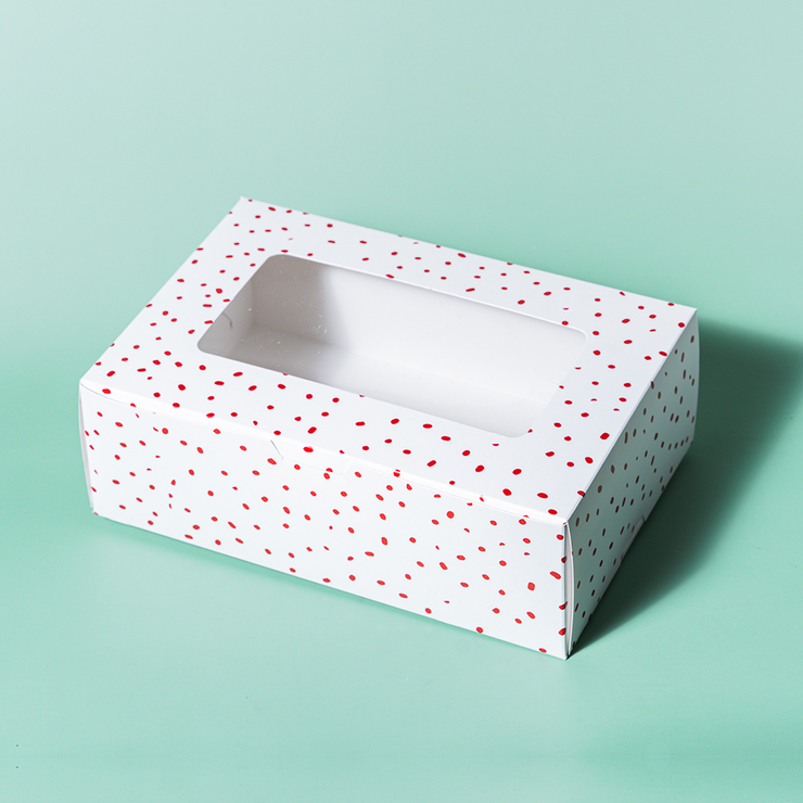 6" x 9" x 3" Red Confetti Pastry Box