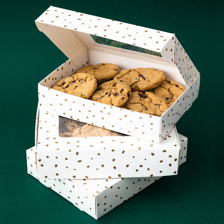 5" x 6.75" x 1.5" Gold Confetti Pastry Box