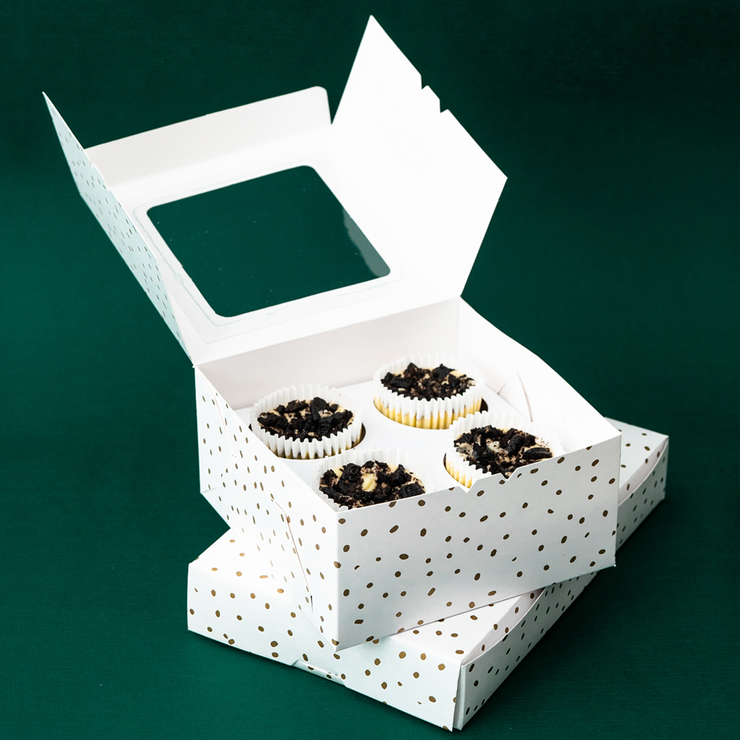 6" x 6" x 3" Gold Confetti Pastry Box